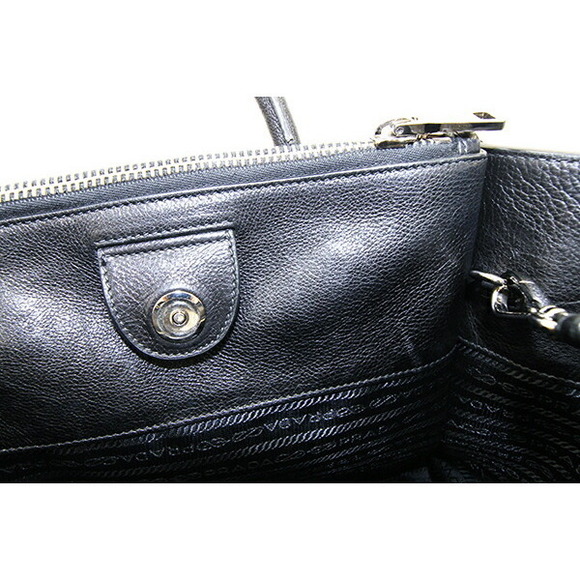 Prada Handbag Black Leather Beads Studded Crossbody Shoulder - Picture 9 of 10